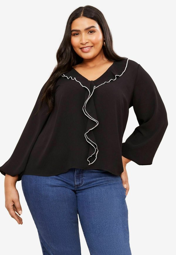 PLUS SIZE FIT - LONG SLEEVE RUFFLE - Bluse