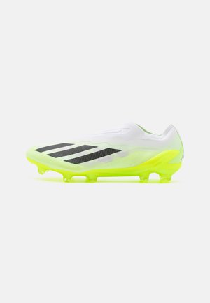 CRAZYFAST LACELESS FG - Moulded stud football boots - footwear white/core black/lucid lemon