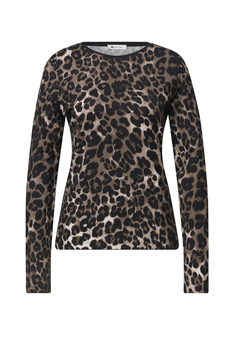 Street One LONG-SLEEVE SHIRT WITH A ROUND NECK AND LEOPARD PRINT ...