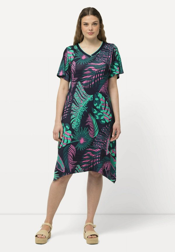 ANIMAL LEAF SHORT SLEEVE MIDI  - Jerseykleid