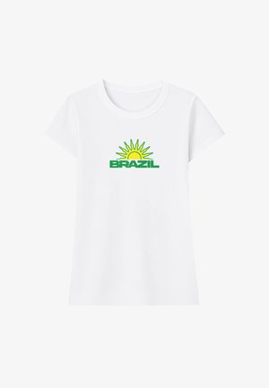 Mister Tee, BRAZIL VIBES STRETCH TEE - Nyomott mintás póló - white