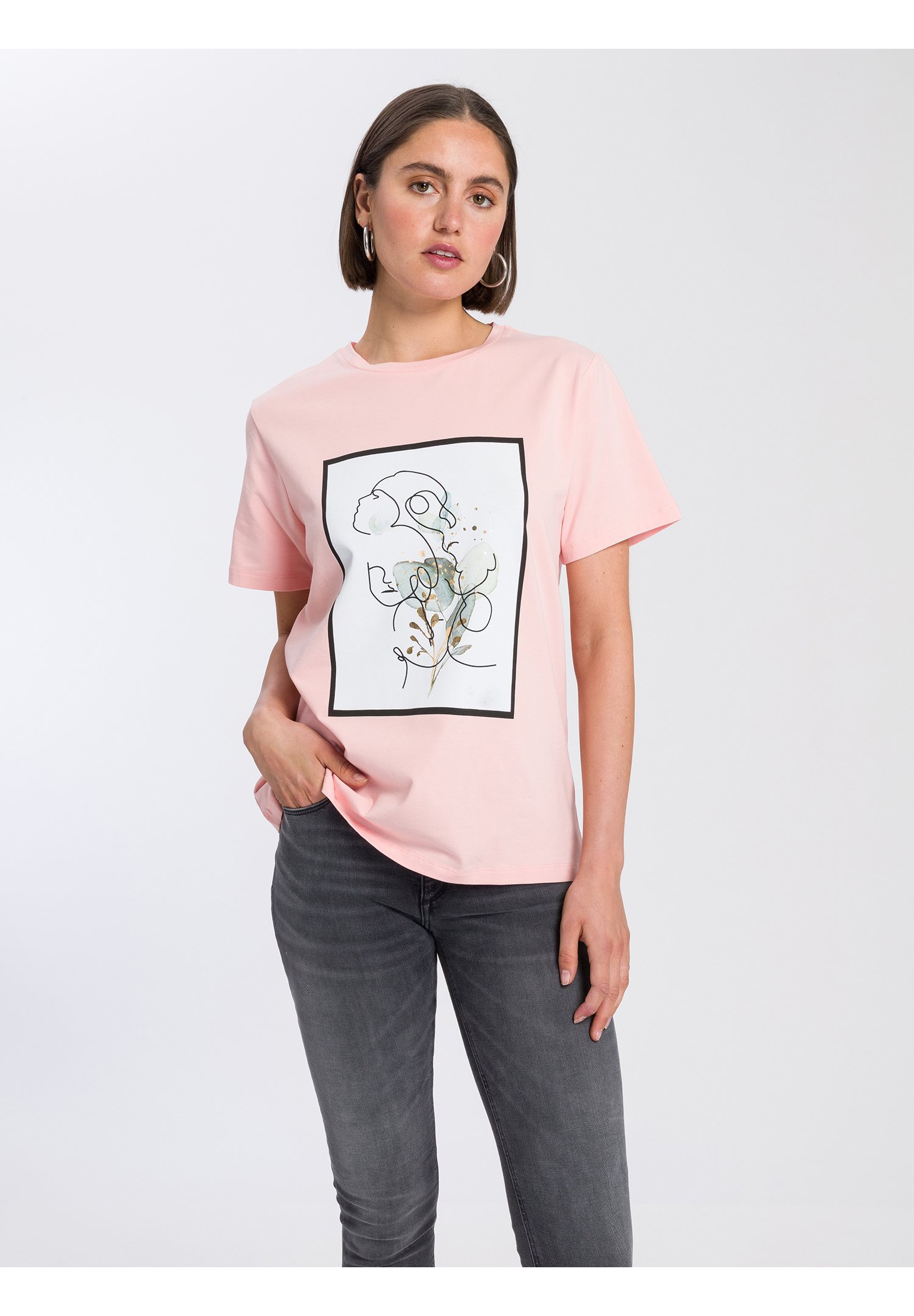 Cross Jeans T-Shirt Donna A Costine Con Collo Alto E Mezza Manica – Basic Elegante Per Ogni Stagione