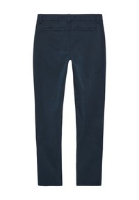 Donkerblauwe chinos met een slim fit, met een gladde katoenen twill textuur, twee achterkant zakken en standaard riemlussen.