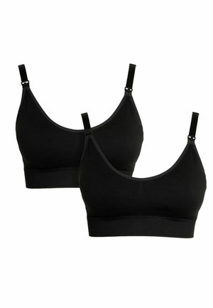 Crne pamučne bralete s podešivim trakama i bešavnom dizajnom. Imaju široku traku za potporu i osnovni siluetu. Uključene su u pakiranju od dva komada.