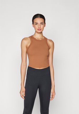 ONE FITTED CROP TANK - Top - light british tan/black