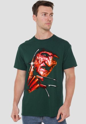 Warner Brothers, NIGHTMARE ON ELM STREET/FREDDYS FACE - Print T-shirt - dark green