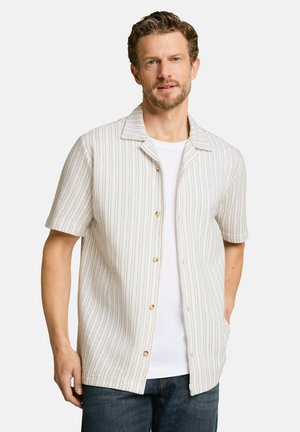 TOM TAILOR, REGULAR FIT KURZARMHEMD MIT STREIFEN - Overhemd - white structured stripe