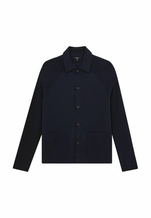 Meresinine nööbitav kardigan kraega, soonikkoes õlakattega, kahe eesmine taskuga ja siledapinnaline. Vabaaja ja mitmekülgne stiil.