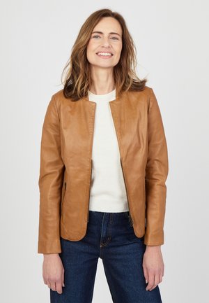 MIT KURZEM REISSVERSCHLUSS LIDA - Leren jas - cognac