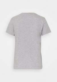 Graues kurzärmliges T-Shirt mit Rundhalsausschnitt. Hergestellt aus weichem, leichtem Material, in einfarbig ohne Muster oder Akzente.