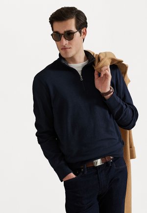 LUXURY JERSEY QUARTER ZIP PULLOVER - Sweatshirt - aviator navy