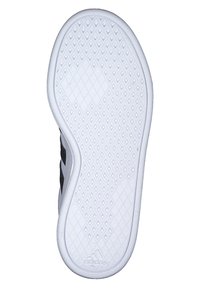 Sole of a sneaker featuring a textured white rubber surface with a diamond pattern and rounded edges, labeled with the Adidas logo.