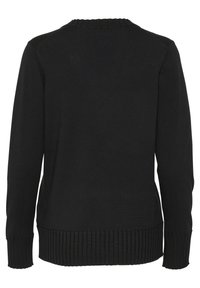 Maglione nero a maglia con maniche lunghe, orlo e polsini a coste. Tessuto morbido con un classico scollo rotondo e colore uniforme.