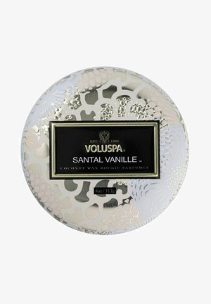Voluspa VOLUSPA DECORATIVE TIN CANDLE SANTAL VANILLE 113G - Tuoksukynttilä - white