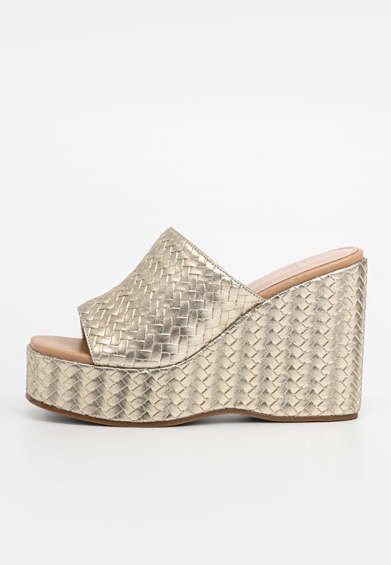 Dune London Muiltjes met hak goudkleurig Dune London Muiltjes met hak goudkleurig