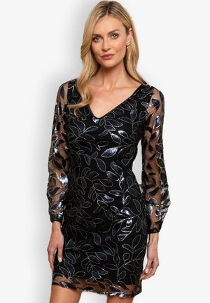 Cocktailjurk - black sequin leaf