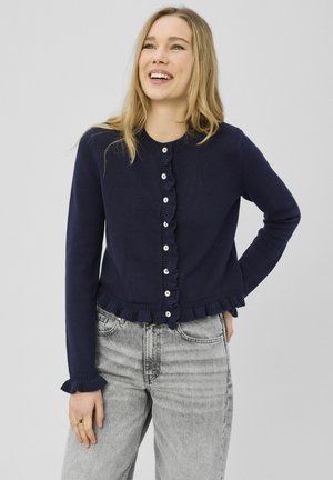 BOUTONNÉ À VOLANTS - Gilet - bleu foncé