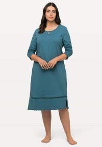 Ulla Popken OPEN ZOOM GESCHULPTE RANDJES RONDE HALS LANGE MOUWEN - Nattrøjer / negligé - petrol