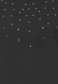 Sort T-shirt med spredte sølvglitrende rhinesten i forskellige størrelser over fronten, med en glat tekstur og en klassisk rund halsudskæring.