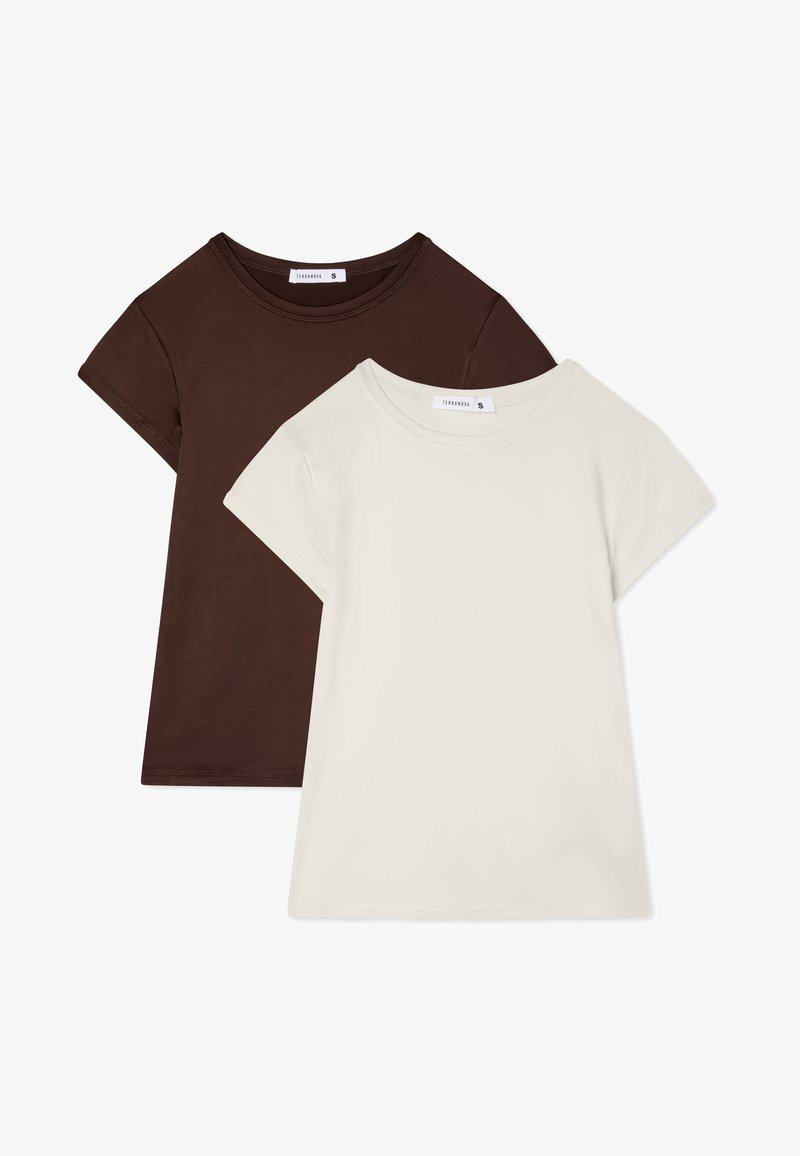 Terranova PACK T-shirt basic marrone scuro1
