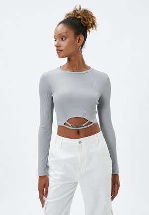CREW NECK LONG SLEEVE CROP - Camiseta de manga larga - grey