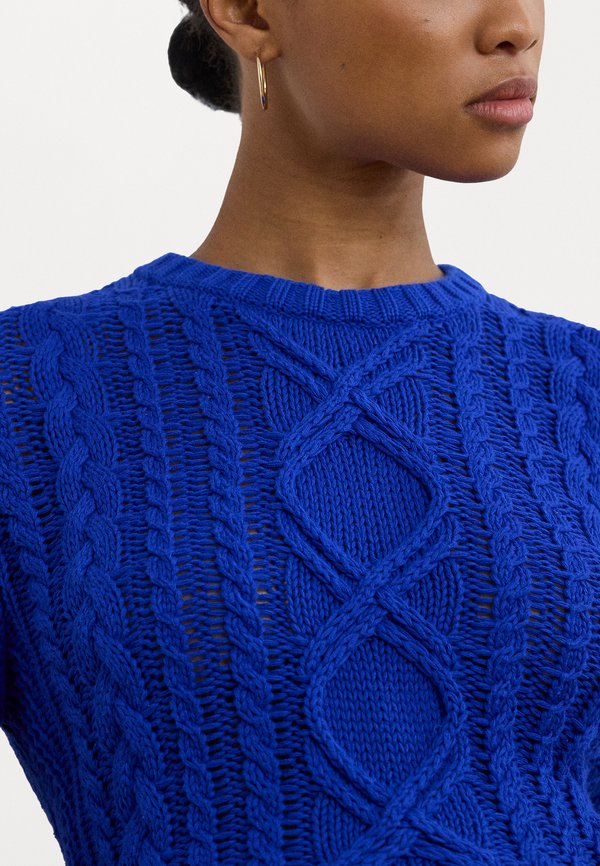 ARAN KNIT COTTON BLEND CREWNECK SWEATER - Jumper - new sapphire4