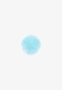 Rund, ljusblå svamp med strukturerad yta, med fina glitterdetaljer, mot en enfärgad vit bakgrund.