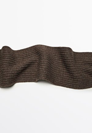 Ribbed brown textile fabric with a soft texture, featuring consistent vertical lines and a wavy form, laid flat against a white background.