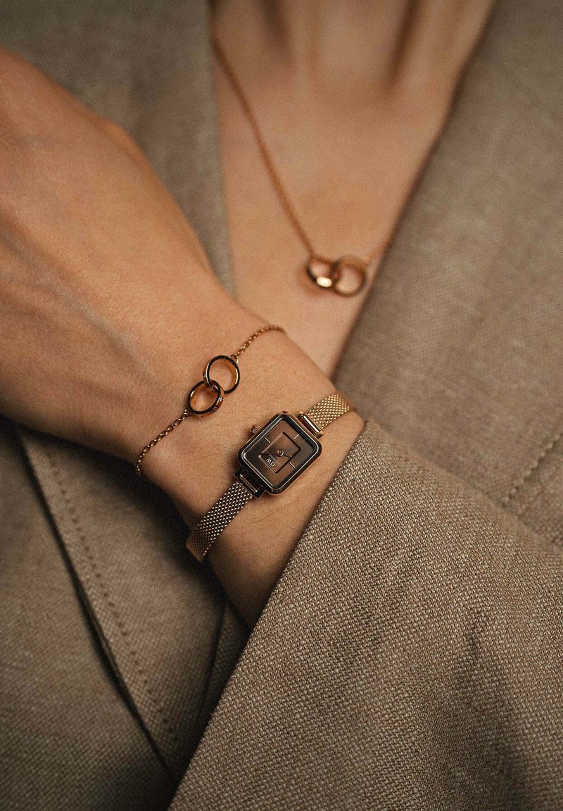 Daniel Wellington QUADRO MINI - Watch - rose gold-coloured/brown ...