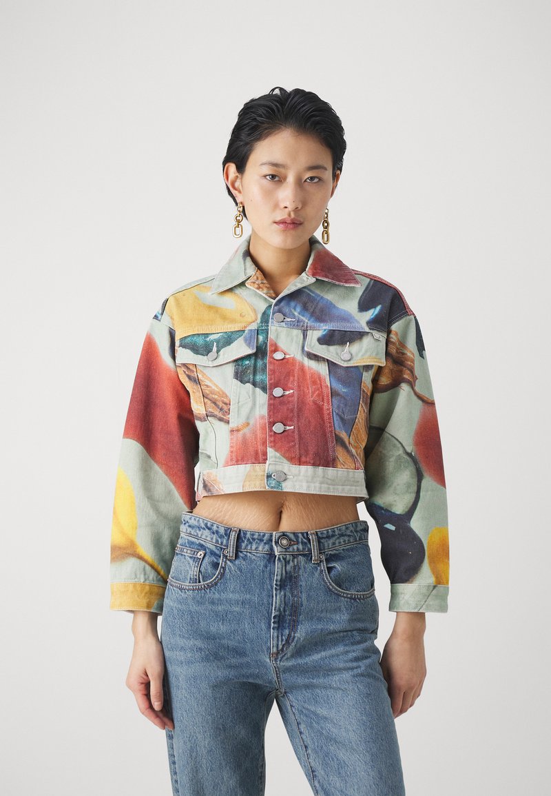 Fiorucci PAINT PRINT CROPPED JACKET Jeansjacke white/offwhite