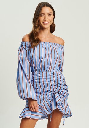 JAMIE - Jurk - blue and brown stripe