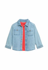 T-shirt en coton bleu marine avec col en V de Liberty Island | 6824150