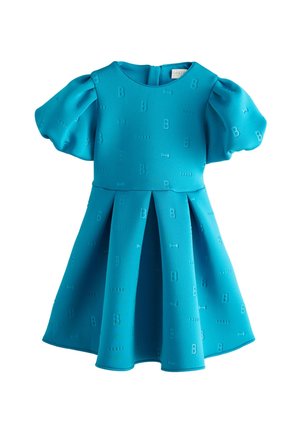 REGULAR FIT PUFF SLEEVE EMBOSSED - Jurk - teal blue