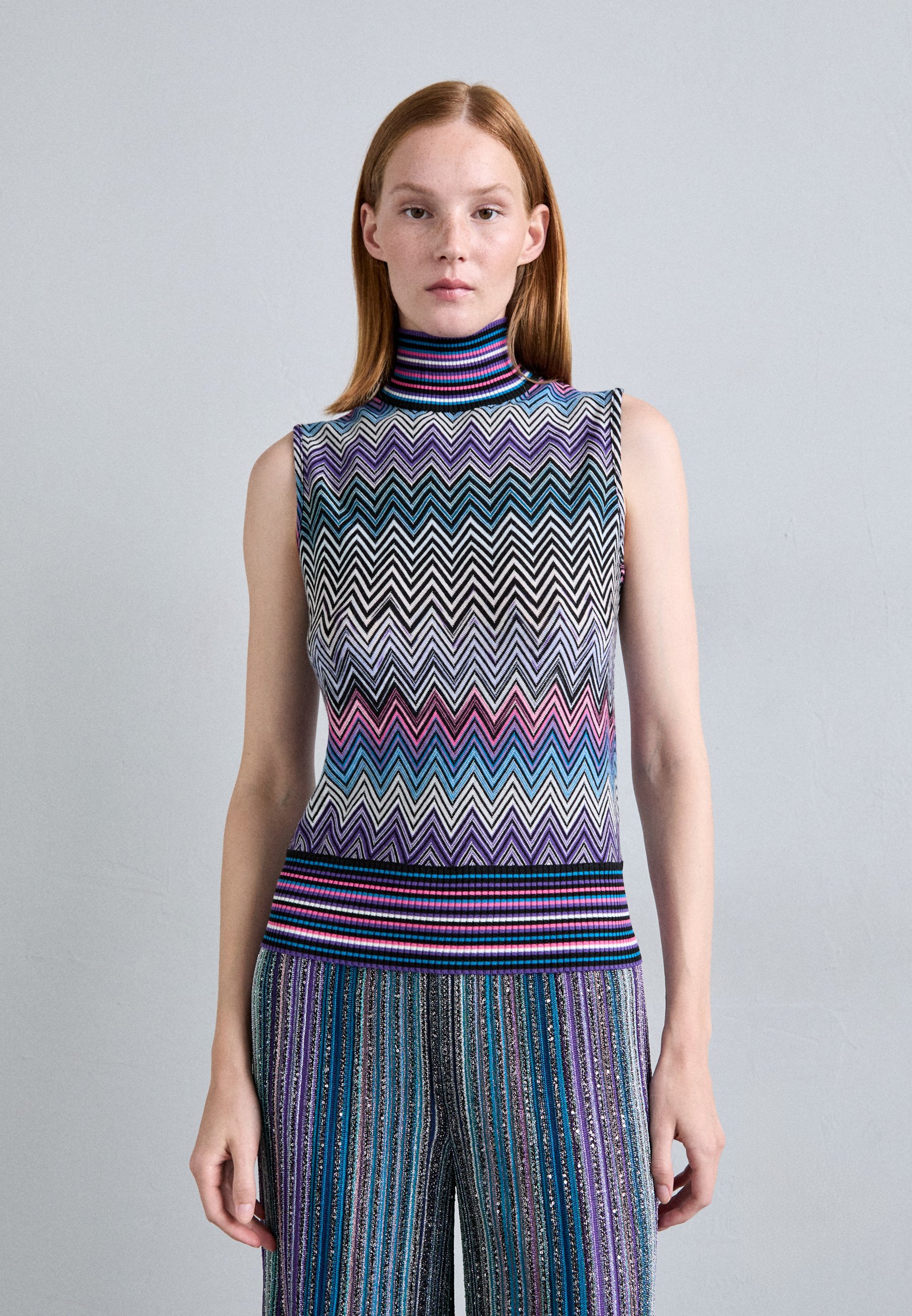 MISSONI 売れ筋商品|||ミッソーニ Tシャツ トップス レディース Tops Purple Missoni Top - multicolor/purple/turquoise/pink/multi