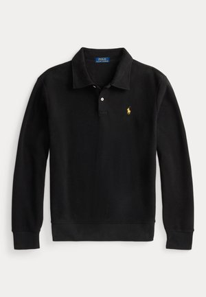 BRUSHED FLEECE POLO-COLLAR PULLOVER - Φλις πουλόβερ - polo black