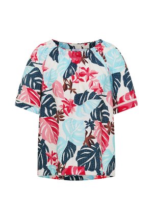 Cecil, CARMEN-BLOUSE WITH SHORT-SLEEVE AND BLÄTTERPRINT - Bluse - light alabaster white