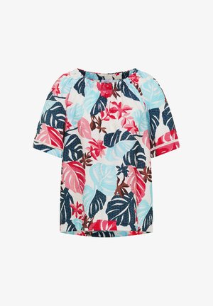 Cecil, CARMEN-BLOUSE WITH SHORT-SLEEVE AND BLÄTTERPRINT - Bluse - light alabaster white