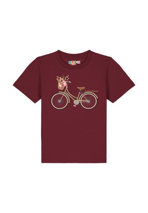 FAHRRAD MIT BLUMEN - T-shirt imprimé - burgundy