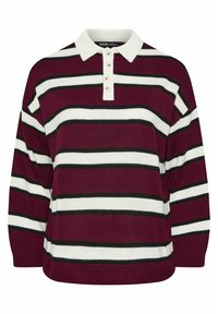 STRIPED RUGBY COLLAR  - Longsleeve - dark red