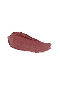 Swatch di rossetto opaco in una tonalità di rosa tenue con una texture cremosa, caratterizzato da pennellate lisce e una forma leggermente bombata a un'estremità.