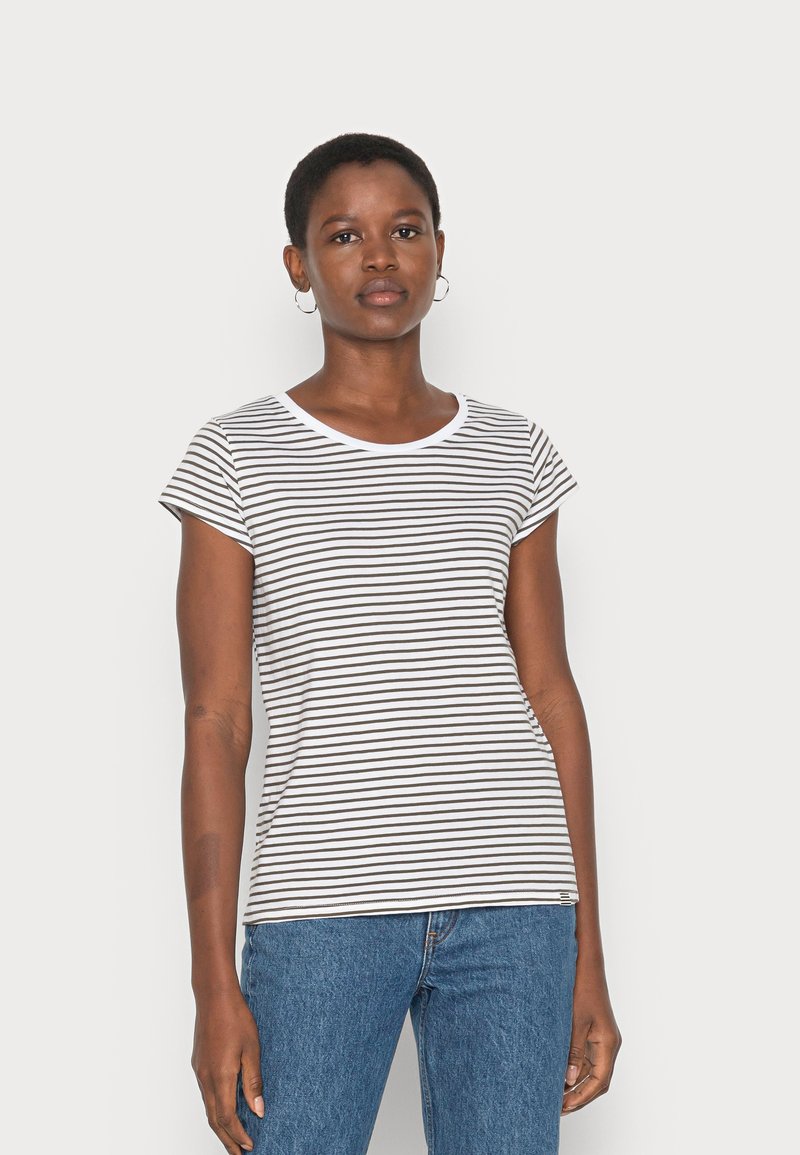 Mads Nørgaard STRIPE TEASY TEE - T-shirt estampada - white/forest night