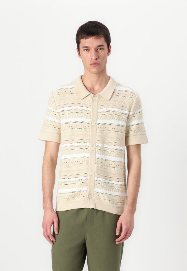 Cardigan - oatmeal stripesegret  fog