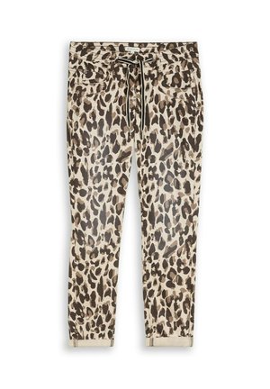 TOM TAILOR, TTTAPERED RELAXED - Trousers - brown beige leo print