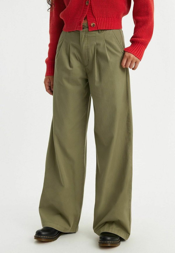 PLEATED WIDELEG TROUSER - Stoffhose - safari