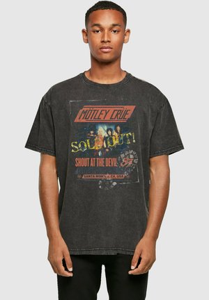 Merchcode MOTLEY CRUE - SATD TOUR ACID WASHED HEAVY OVERSIZE TEE - Print T-shirt - black