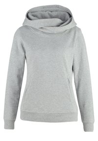 Sweat-shirt gris avec un col châle, manches longues et poches latérales. Confectionné dans un tissu doux et texturé. Poignets et ourlet côtelés.