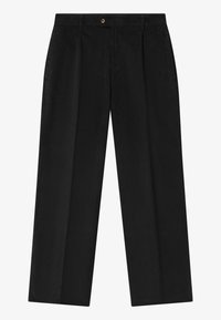 Μαύρο παντελόνι κοτλέ με ίσια γραμμή, διαθέτει κούμπωμα με κουμπί, δύο πιέτες μπροστά και πλαϊνές τσέπες. Μαλακή υφή και απαλό φινίρισμα.