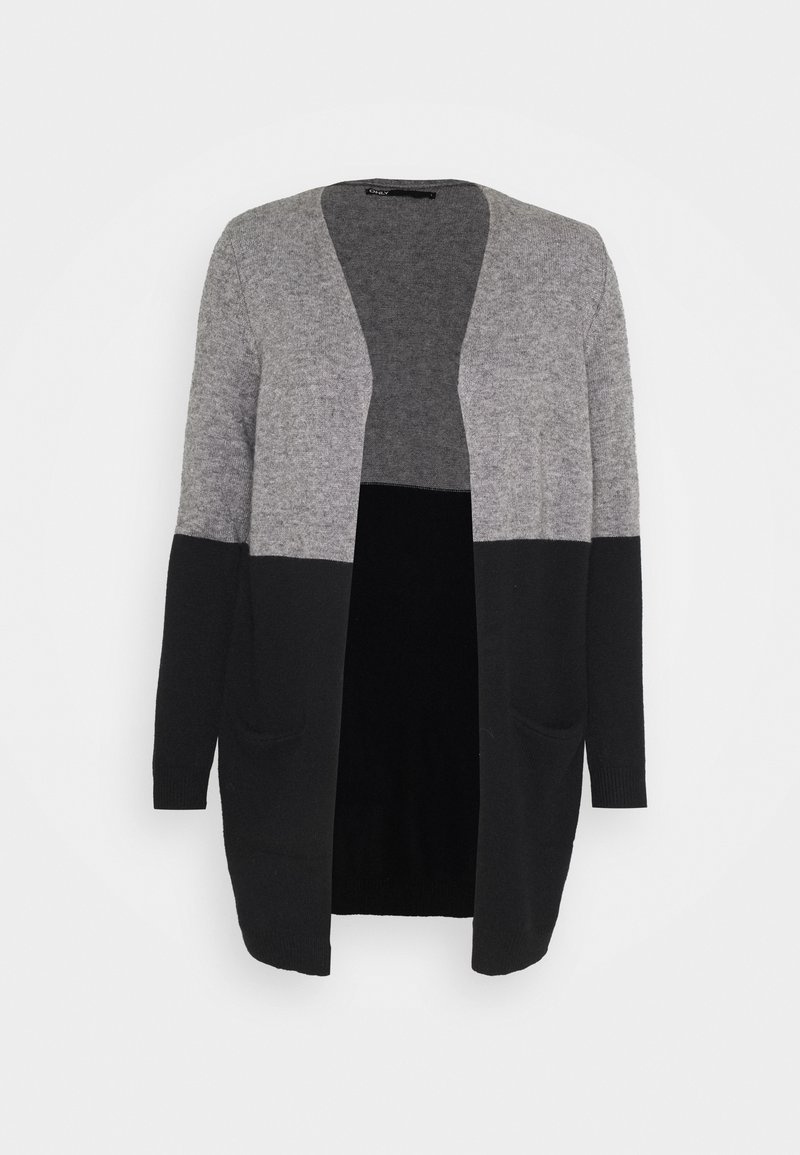 ONLY ONLQUEEN LONG CARDIGAN - Kardigán - medium grey melange/black