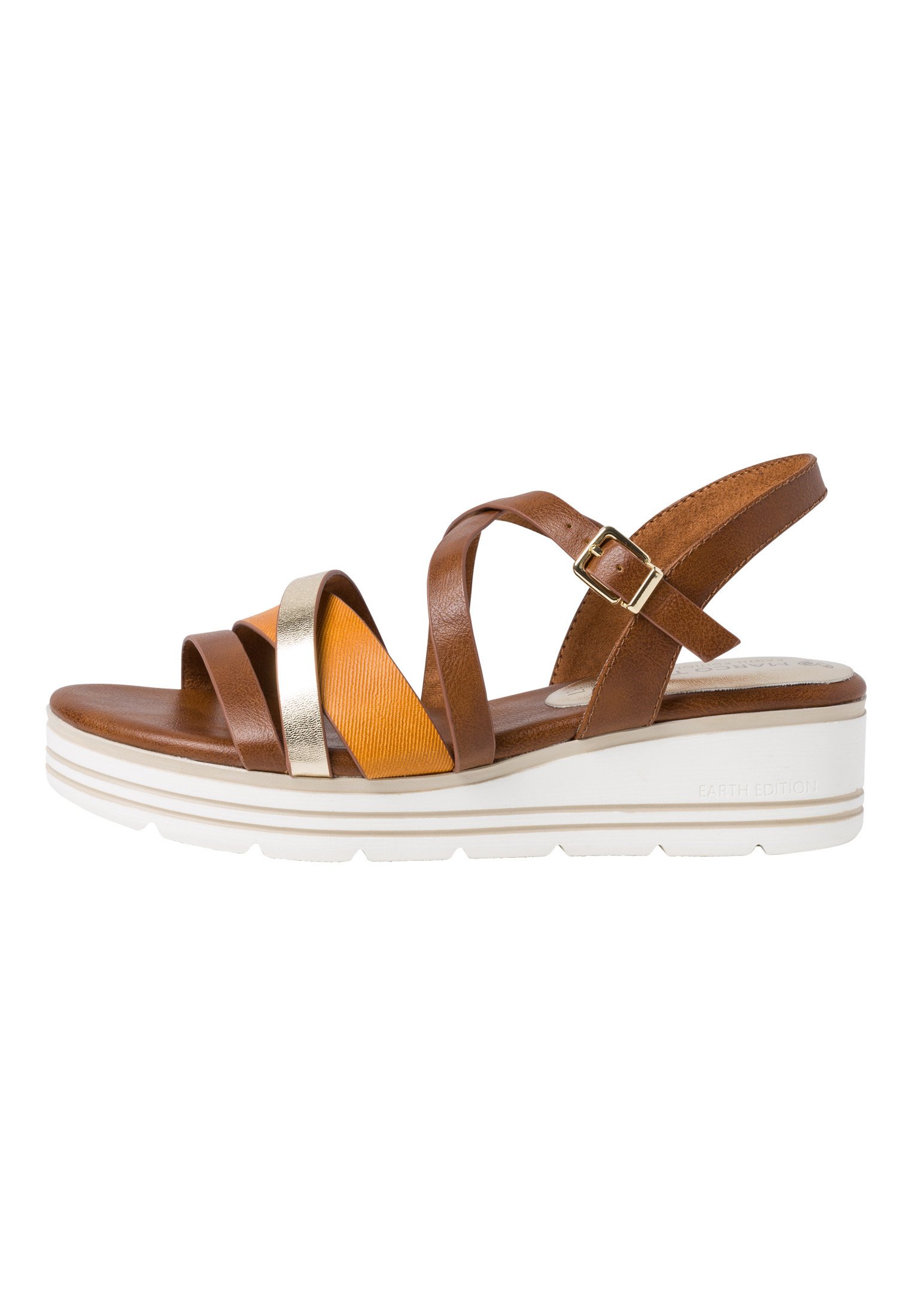 Marco Tozzi Sandalen met sleehak - cognac comb/bruin - Zalando.nl