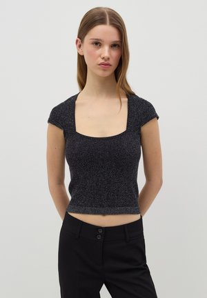 WITH SQUARE NECK - T-shirt con stampa - black